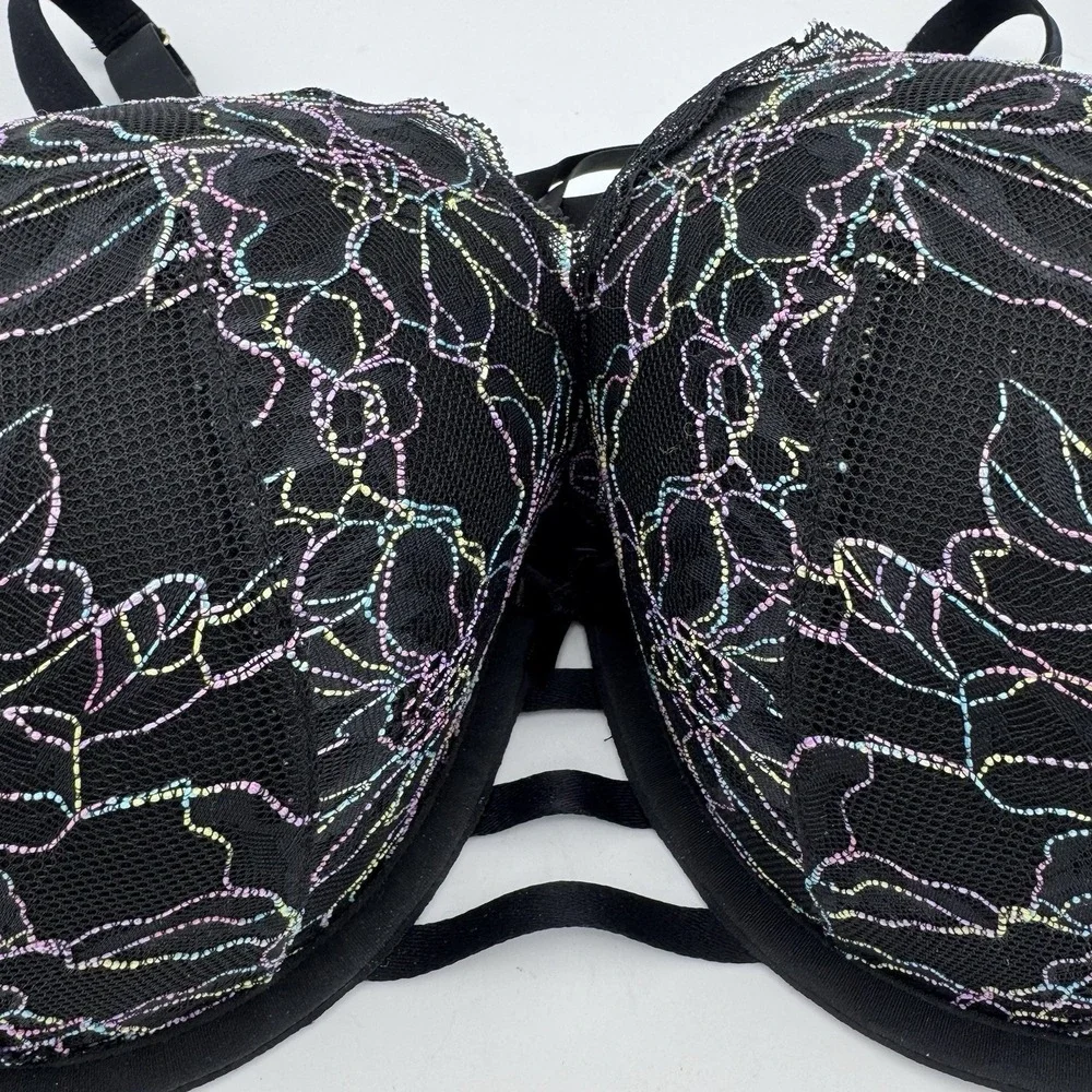 Lane Bryant Cacique Strappy-Neck Boost Balconette Bra 44DD‎ Black & Lace NWT!